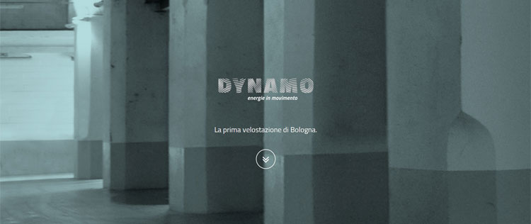 Una immagine con il logo di Dynamo, la prima velostazione di Bologna