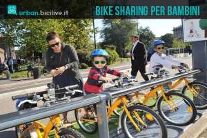 Una foto per il bike sharing per bambini a Milano, BikeMI Junior