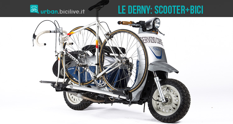 foto dello scooter Le Derny che trasporta una bici