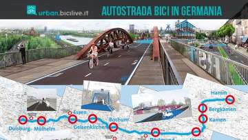 foto che rappresenta un collage tra l'autostrada per bici e il suo itinerario