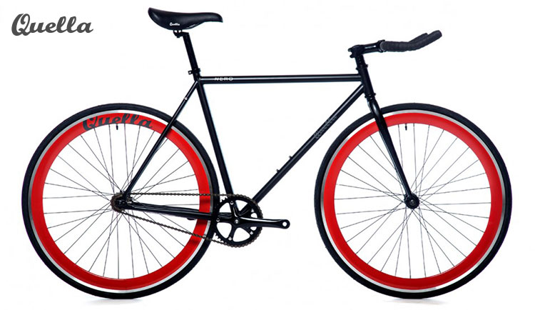 Bicicletta a scatto fisso Quella Nero colorazione rossa