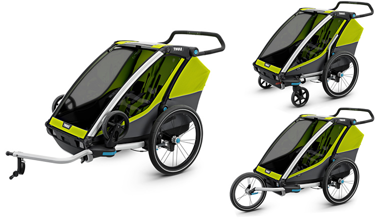 Thule Chariot Cab nelle diverse modalità di utilizzo per il trasporto dei bambini