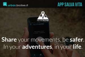 NeverAlone app gratuita sicurezza ciclisti