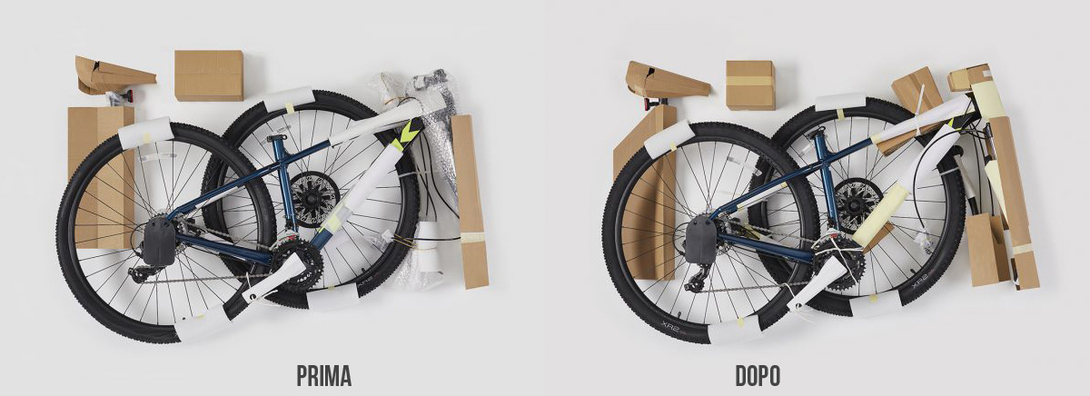 Imballaggio bici Trek: prima e dopo