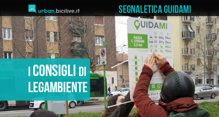 L'iniziativa di Legambiente GuidaMi per promuovere la mobilità leggera a Milano tramite dei cartelli