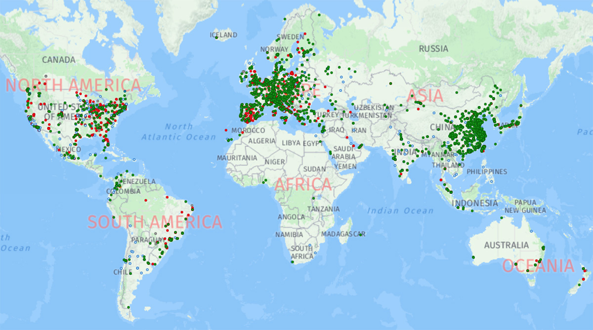 La mappa del bike sharing mondiale