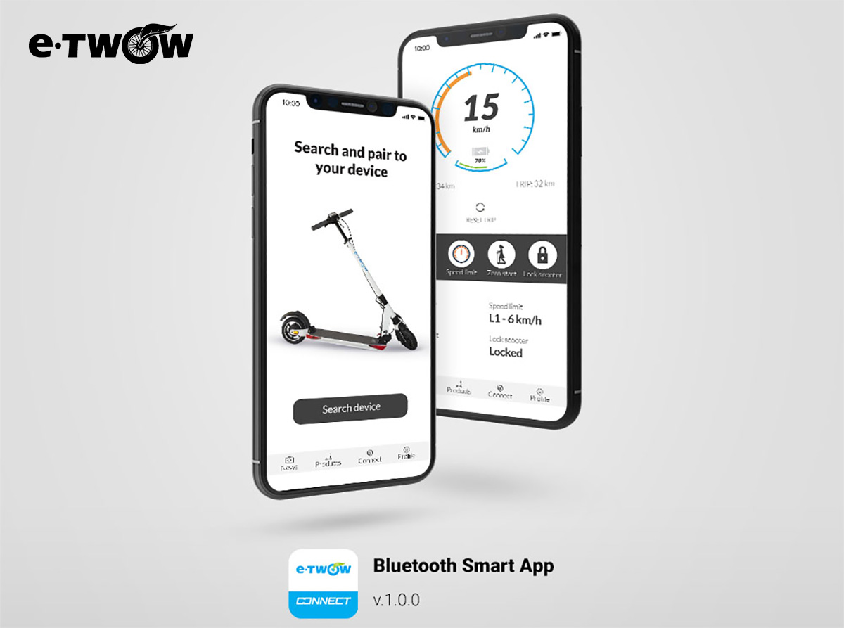 La app per monitorare tramite bluetooth il nuovo monopattino elettrico E-Twow S2 GT SE
