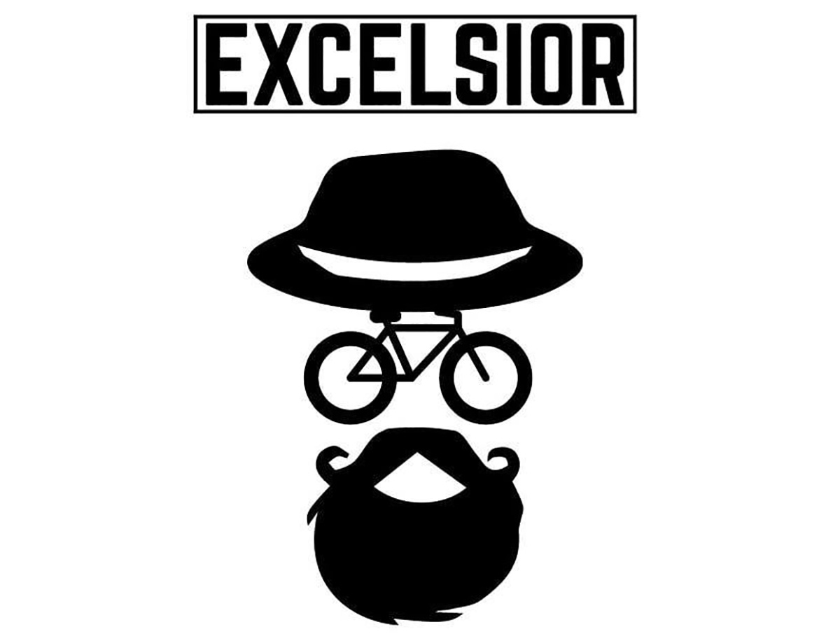 Il logo completo del marchio di biciclette Excelsior